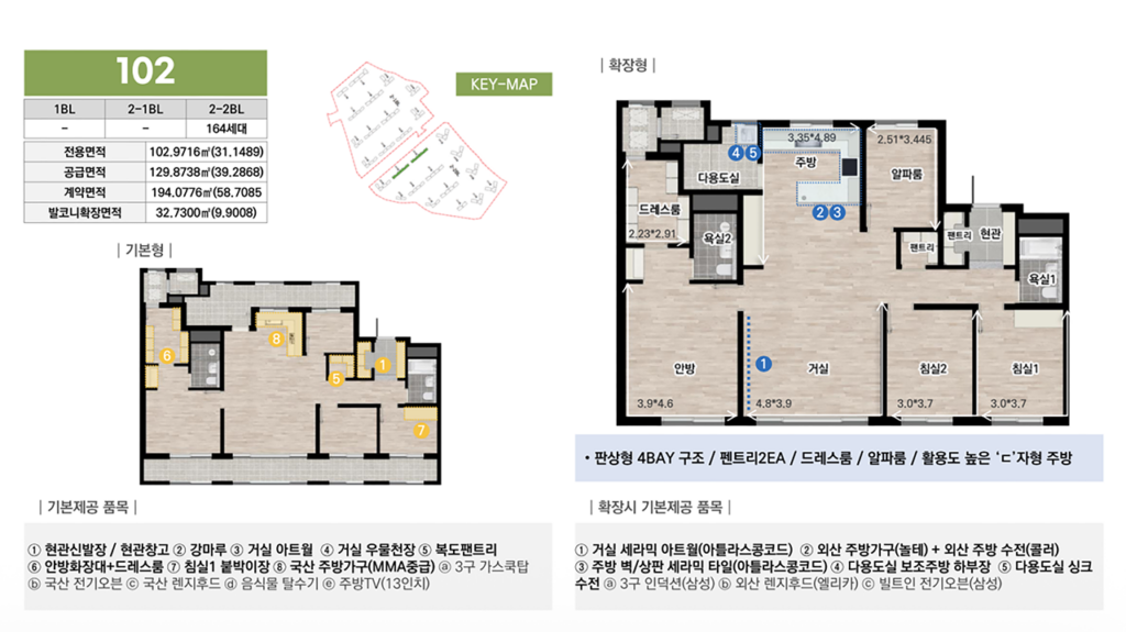 광주 중앙공원 롯데캐슬시그니처 102타입평면도
