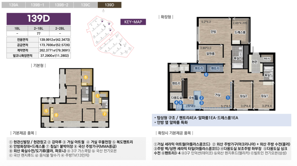 광주 중앙공원 롯데캐슬시그니처 139D타입 평면도