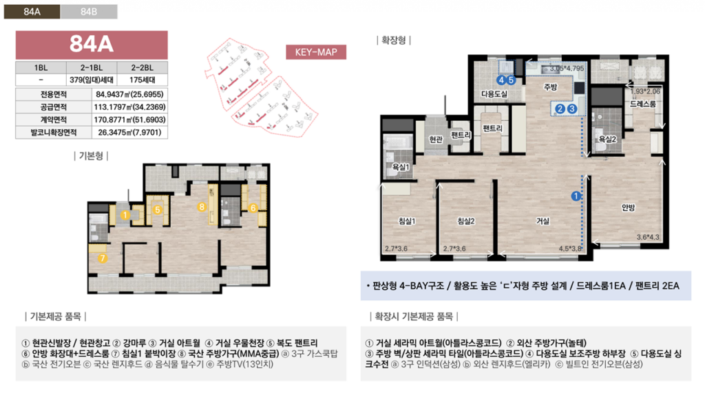 광주 중앙공원 롯데캐슬시그니처 84A타입 평면도