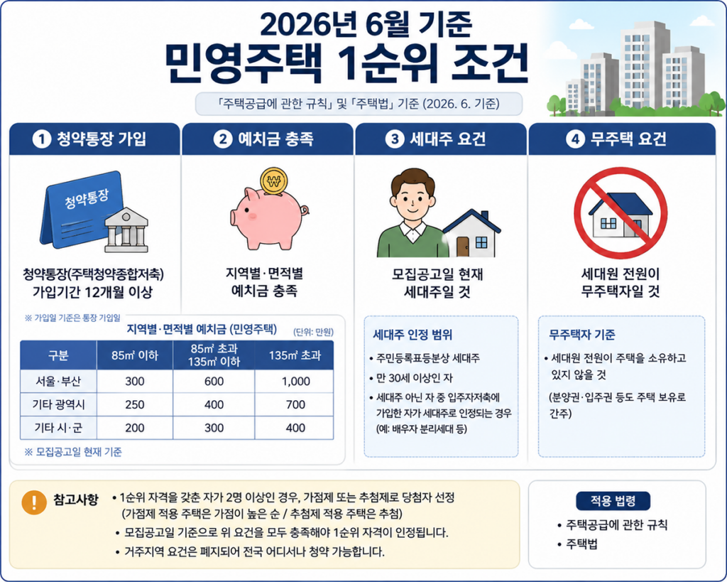 청약 1순위 조건 민영주택