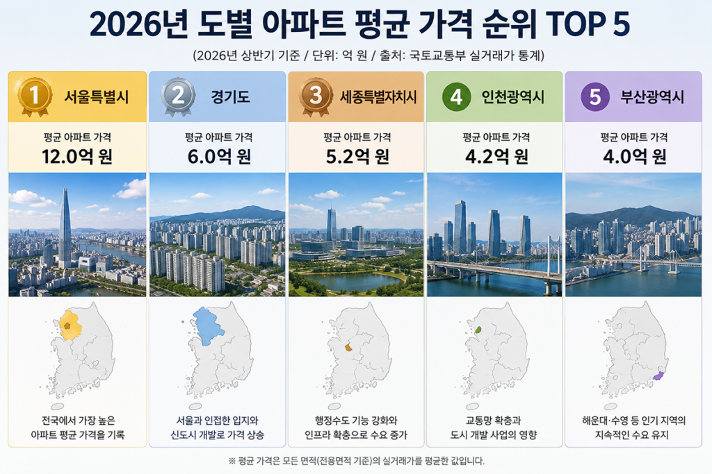 아파트 가격 순위 20 도별