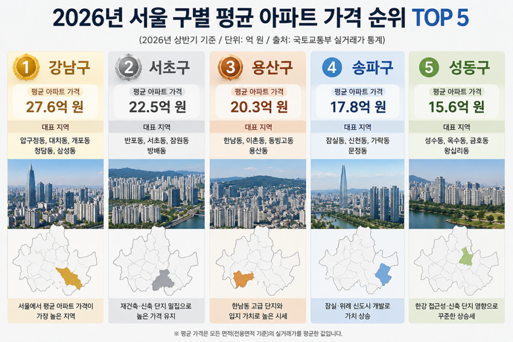 아파트 가격 순위 20 서울 구별